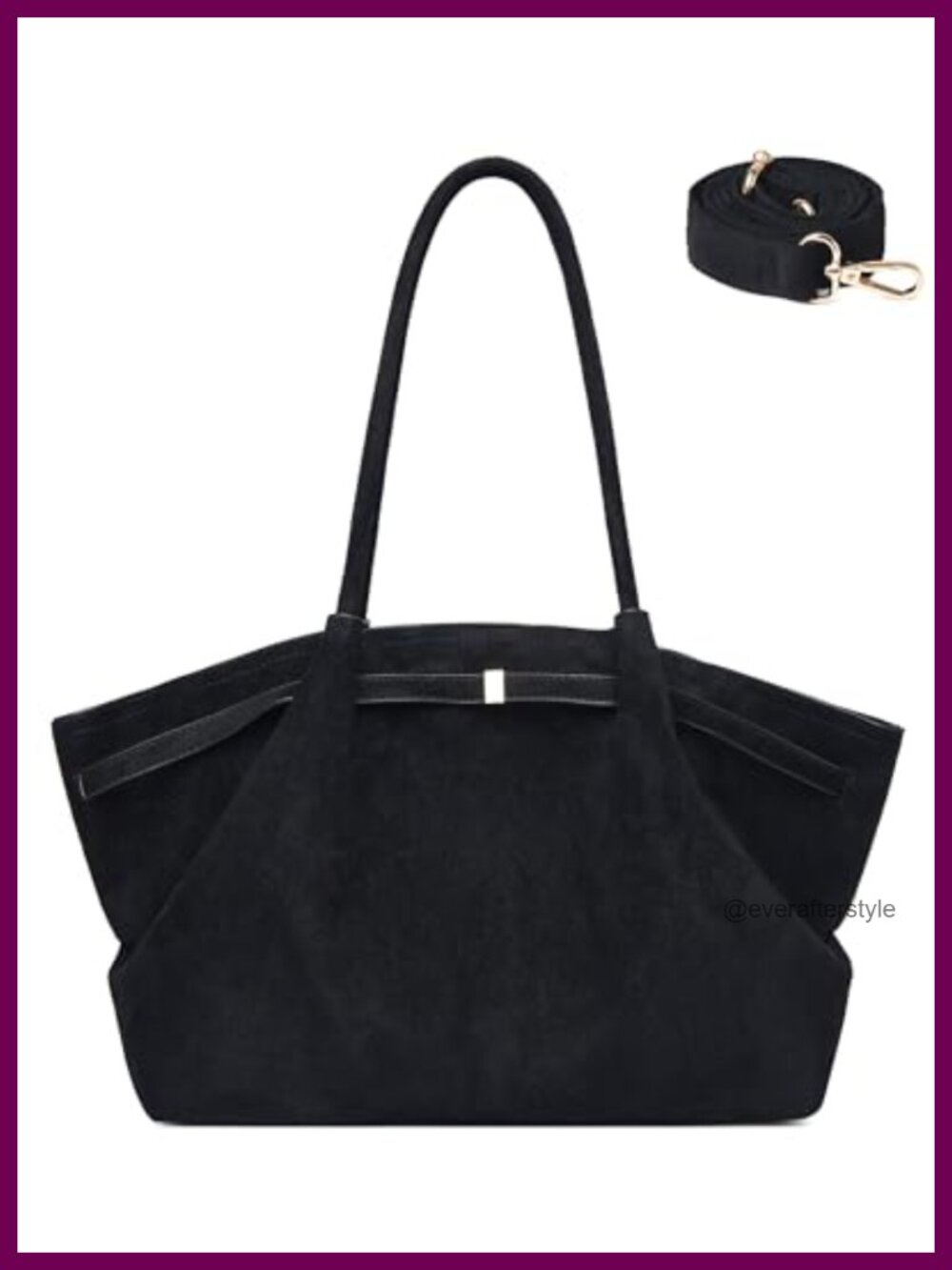 Faux Suede Tote Bag Structured Shoulder Crossbody Handbag